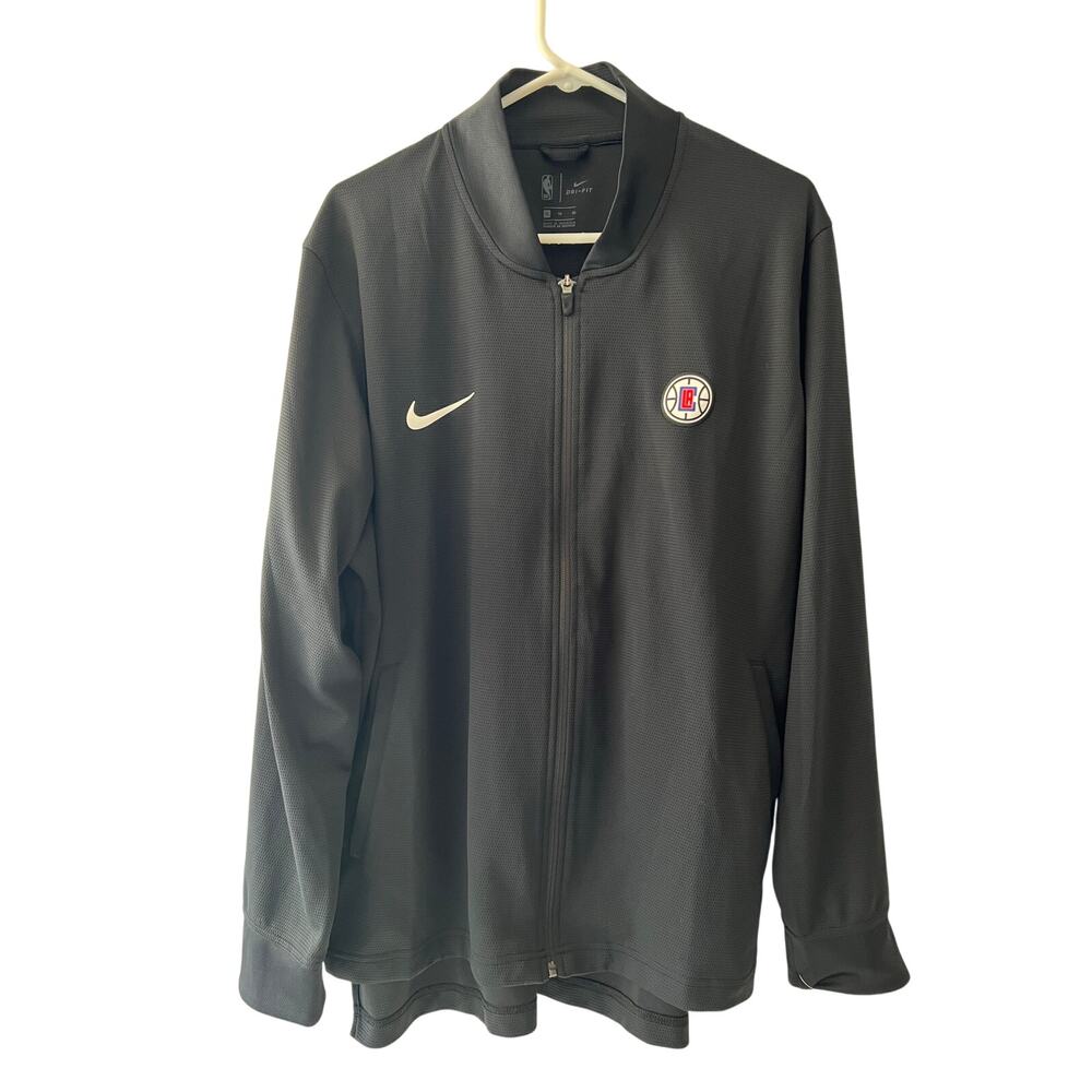 Nike NWOT Mens XL Black Full Zip Los Angeles Clippers Warm Up Dri-Fit Logo NBA
